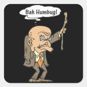 Pegatina Cuadrada Bah Humbug Old Man