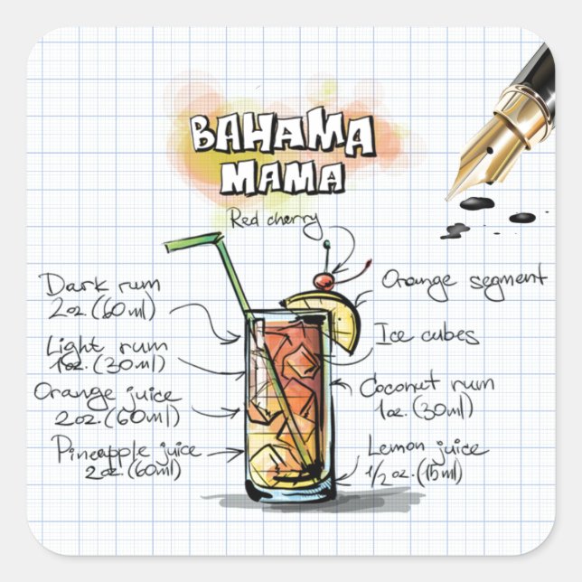 Pegatina Cuadrada Bahama Mama (Anverso)