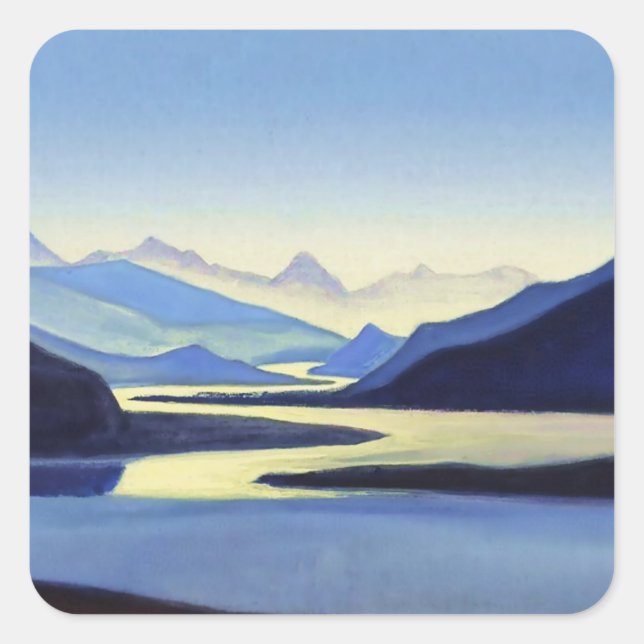 Pegatina Cuadrada “Bahamaputra” by Nicholas Roerich (Anverso)