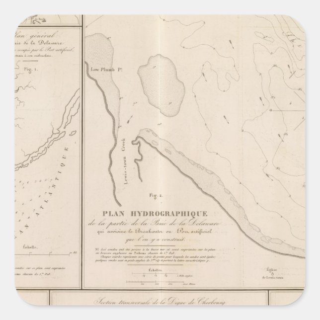 Pegatina Cuadrada Bahía de Delaware (Anverso)