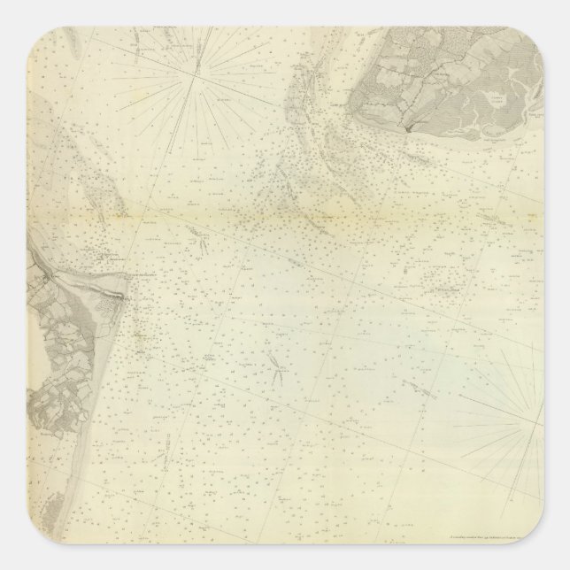 Pegatina Cuadrada Bahía de Delaware, río 1 (Anverso)