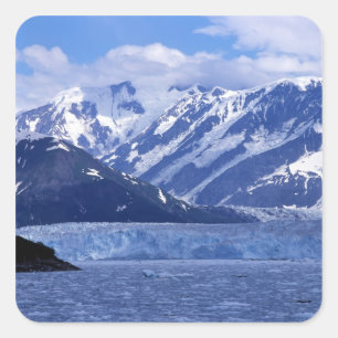Pegatina Cuadrada Bahía de Desencanto y glaciar Hubbard,