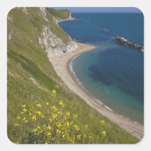 Pegatina Cuadrada Bahía de Man o War, Costa Jurásica, Lulworth, Dors