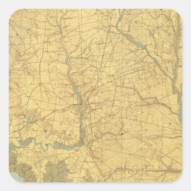 Pegatina Cuadrada Bahía Delaware, Nueva Jersey (Anverso)