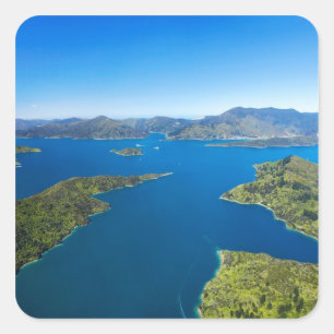 Pegatina Cuadrada Bahía Torea, Queen Charlotte Sound, Marlborough