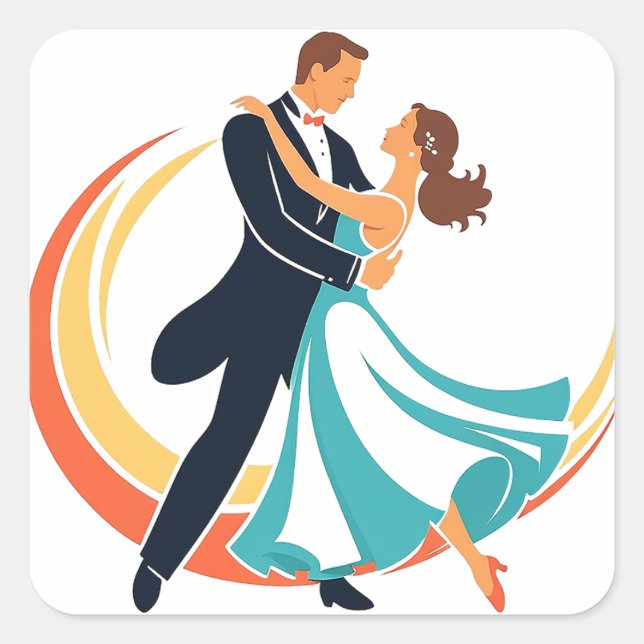 Pegatina Cuadrada Bailando (Anverso)