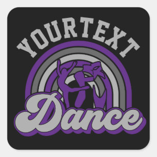 Pegatina Cuadrada Bailarín de ballet AGREGAR TEXTO Grabador de baile