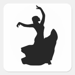 Pegatina Cuadrada Bailarín de flamenco en el círculo blanco