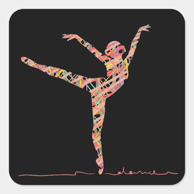 Pegatina Cuadrada Bailarín moderno (Anverso)