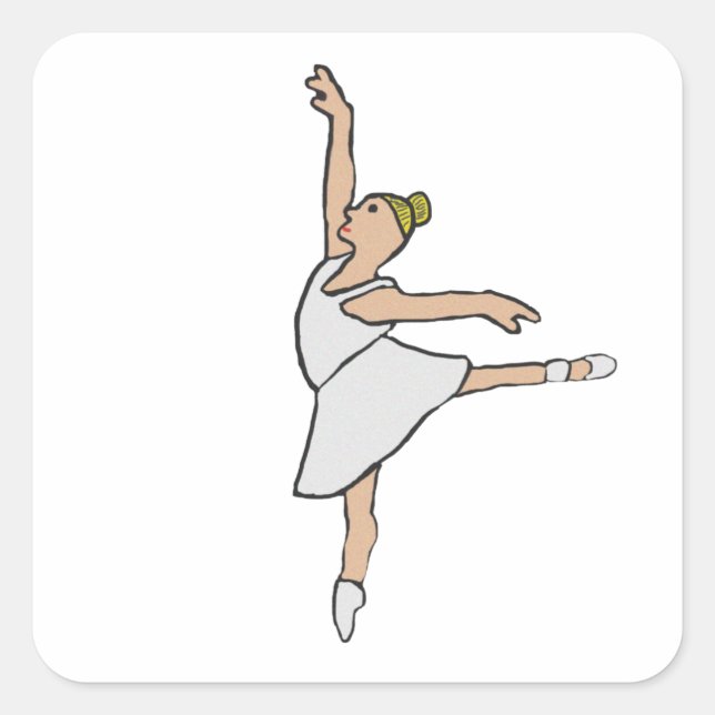 Pegatina Cuadrada Bailarina Ballet Ballerina (Anverso)
