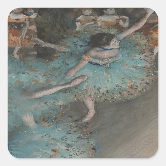 Pegatina Cuadrada Bailarina de balancín de Degas (Anverso)