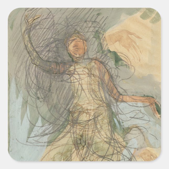 Pegatina Cuadrada Bailarina de Camboya (Anverso)