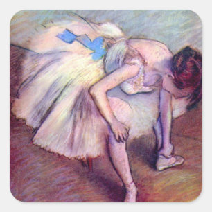 Pegatina Cuadrada Bailarina sentada de Edgar Degas, Arte de ballet v
