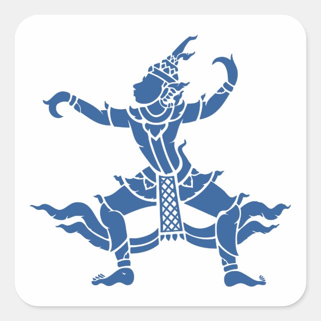 Pegatina Cuadrada Bailarina tailandesa ⚠ ⚠ Rótulo tailandés (Anverso)