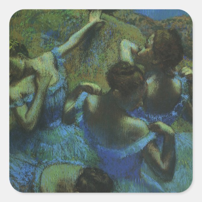 Pegatina Cuadrada Bailarinas azules de Edgar Degas, impresionismo vi (Anverso)