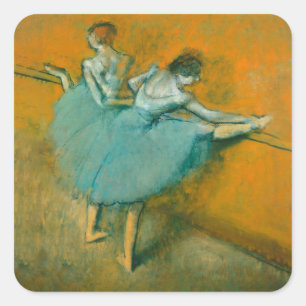 Pegatina Cuadrada Bailarinas de Degas en el ballet de bar