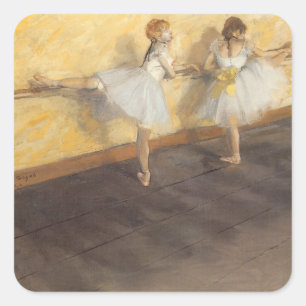 Pegatina Cuadrada Bailarinas en la barra por Edgar Degas, Ballet Vin