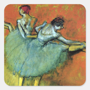 Pegatina Cuadrada Bailarinas en la barra por Edgar Degas, Ballet Vin