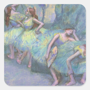 Pegatina Cuadrada Bailarinas en las bambalinas de Edgar Degas