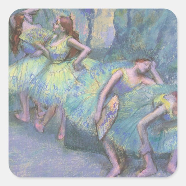 Pegatina Cuadrada Bailarinas en las bambalinas de Edgar Degas (Anverso)