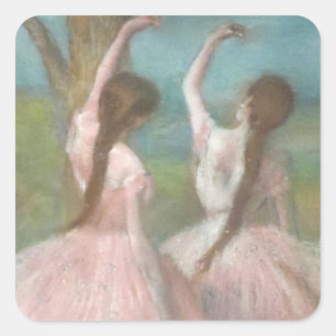 Pegatina Cuadrada Bailarinas en rosa Edgar Degas