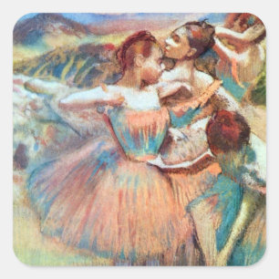 Pegatina Cuadrada Bailarinas en un paisaje de Edgar Degas