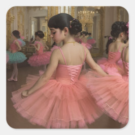 Pegatina Cuadrada Bailarinas en una gran sala de estilo rocóco