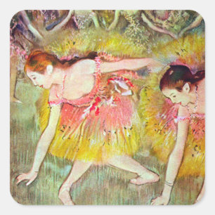Pegatina Cuadrada Bailarinas inclinándose de Edgar Degas, Arte de Ba