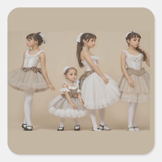 Pegatina Cuadrada Bailarinas románticas (Anverso)