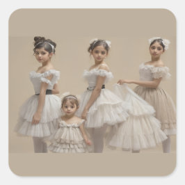 Pegatina Cuadrada Bailarinas románticas