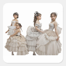 Pegatina Cuadrada Bailarinas románticas