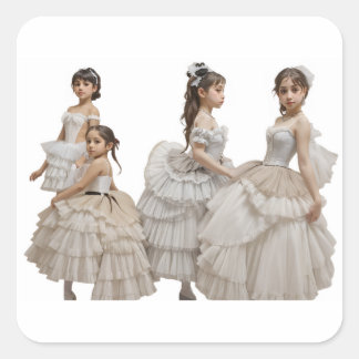 Pegatina Cuadrada Bailarinas románticas