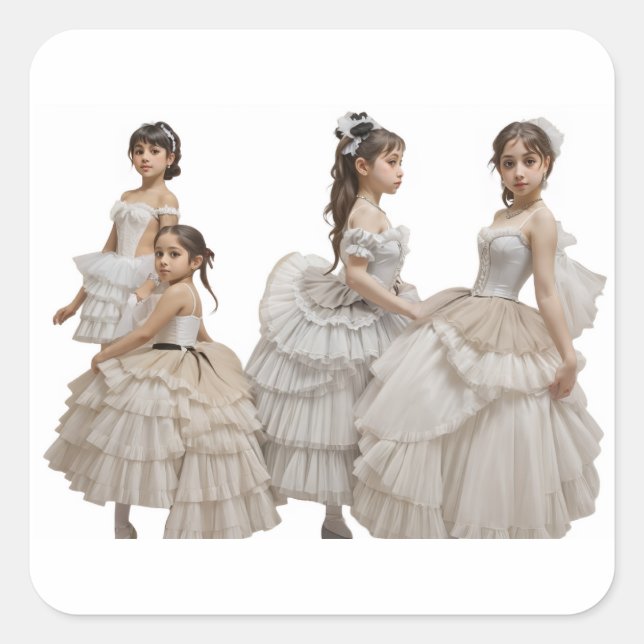 Pegatina Cuadrada Bailarinas románticas (Anverso)