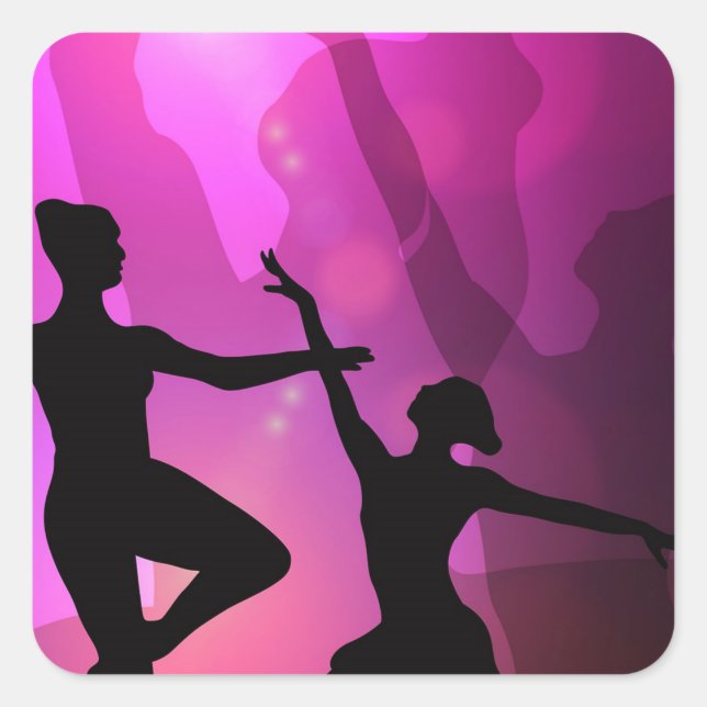 Pegatina Cuadrada Bailarines de Ballet (Anverso)