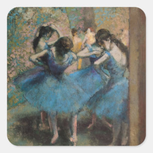Pegatina Cuadrada Bailarines de Edgar Degas el   en el azul, 1890