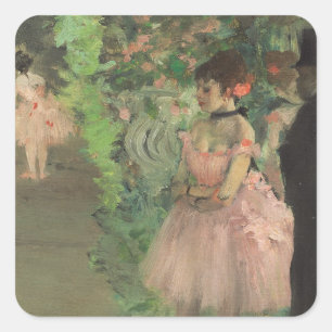 Pegatina Cuadrada Bailarines de Edgar Degas el entre bastidores,