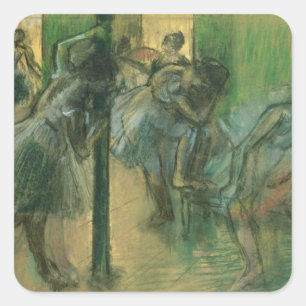 Pegatina Cuadrada Bailarines de Edgar Degas el que ensayan