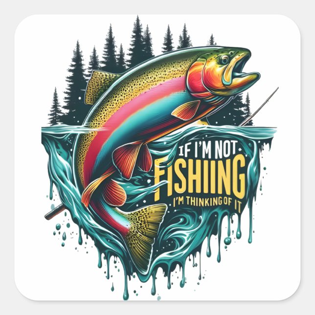 Pegatina Cuadrada Baile arcoiris Saltos de peces vibrantes del agua (Anverso)