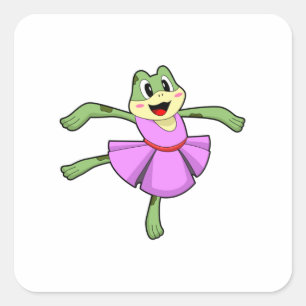 Pegatina Cuadrada Baile de ballet de rana