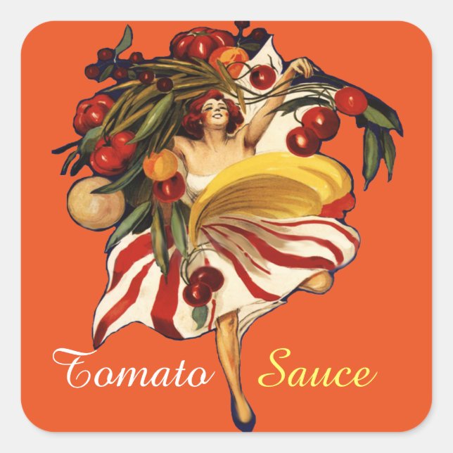 PEGATINA CUADRADA BAILE DE FIESTA DE ESPAGUETTI, SALSA DE COCINA ITA (Anverso)