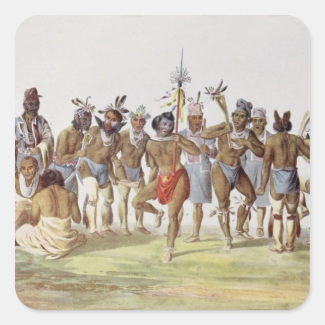 Pegatina Cuadrada Baile de guerra de sauditas y zorros (Anverso)