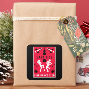 Pegatina Cuadrada Baile de línea de música country