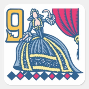 Pegatina Cuadrada Baile de nueve señoras