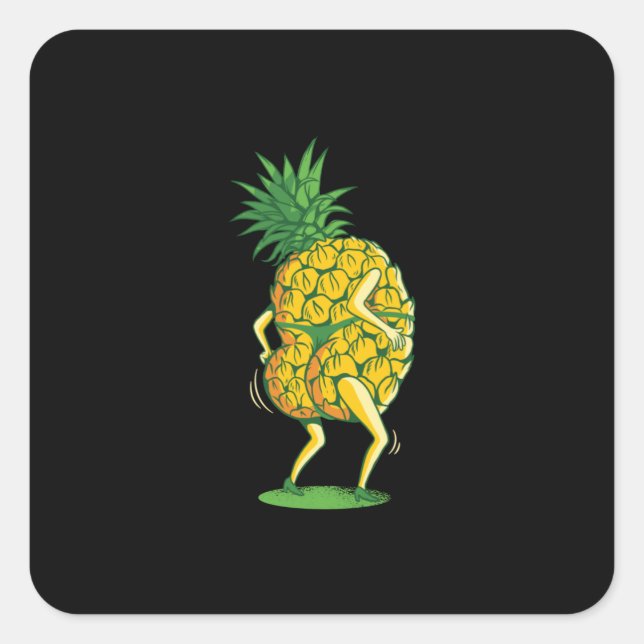 Pegatina Cuadrada Baile de piña (Anverso)