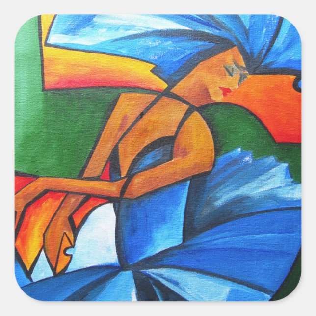 Pegatina Cuadrada Baile en azul 2008 (Anverso)