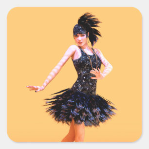 Pegatina Cuadrada Baile Flapper Vintage