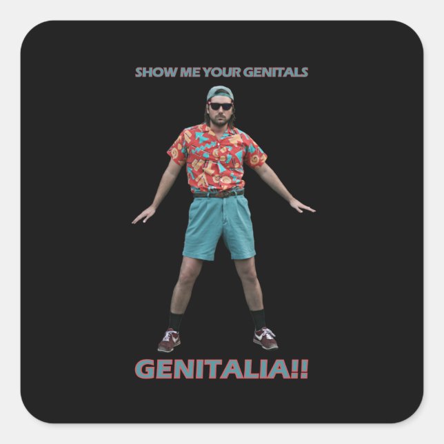 Pegatina Cuadrada Baile Genitals (Anverso)