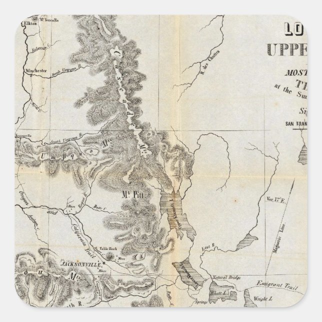 Pegatina Cuadrada Baja Oregón y Alta California (Anverso)