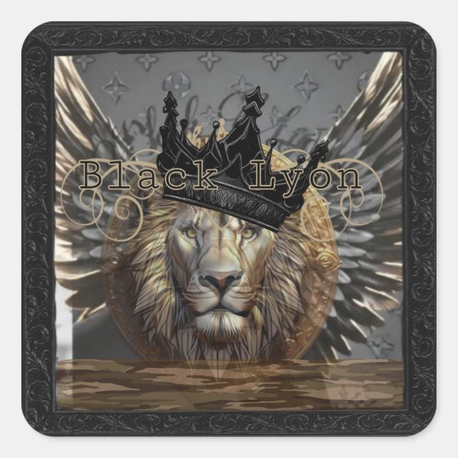 Pegatina Cuadrada bajo Black Lyon (Anverso)