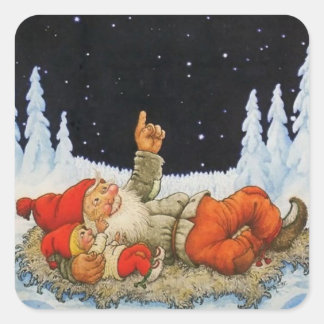 Pegatina Cuadrada “Bajo las estrellas” Gnomos de Jenny Nystrom